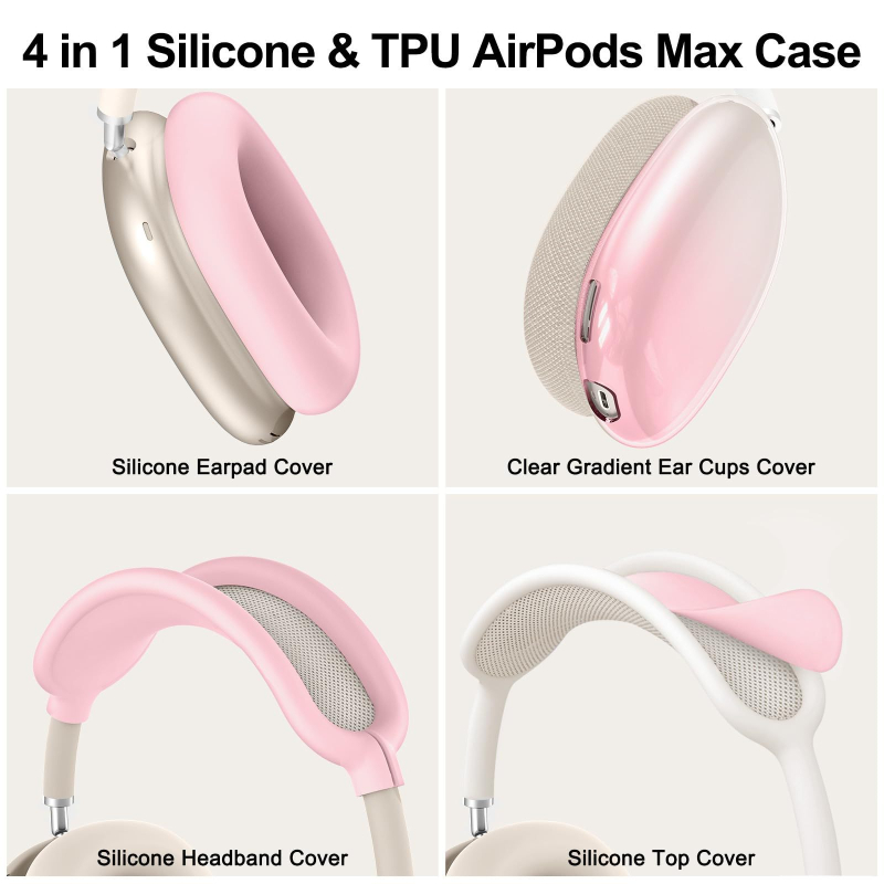 Защитен калъф за AirPods Max – силиконов, инжекционно формован, универсален, полупрозрачен, персонализиран