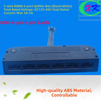 LED RGBW 5-vada sadales kastīte, 6 ostas, 5050 LED savienotājs, ABS korpuss, Cheng xiang