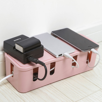 Cutie de stocare a cablurilor cu capac și compartimente | Material PP | Gestionare cabluri la birou