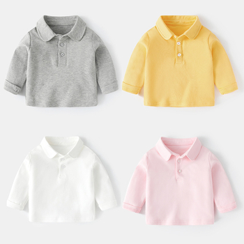 Tricou polo pentru copii, material tricotat, culoare solidă, unisex, pentru copii 3–8 ani