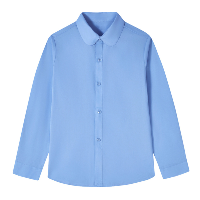 Cămașă pentru fete, guler rotund, mâneci lungi, din bumbac, stil preppy, uniformă școlară primăvară-toamnă