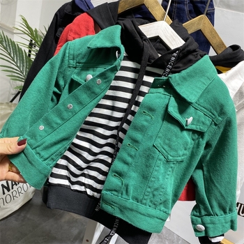 Детско дънково палто, пролетно-есенно, стил корейска версия, памук 95%, за новородени 0–1 година