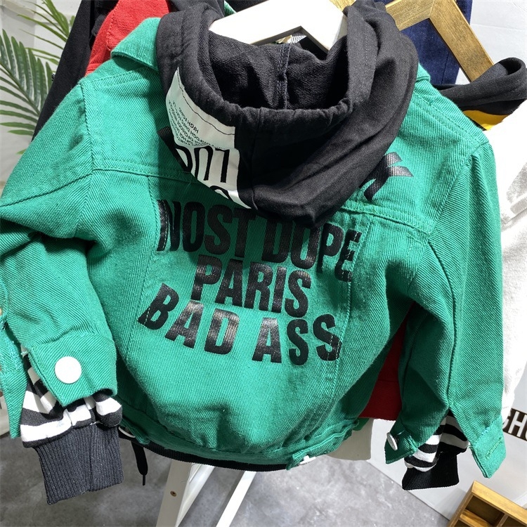 Детско дънково палто, пролетно-есенно, стил корейска версия, памук 95%, за новородени 0–1 година