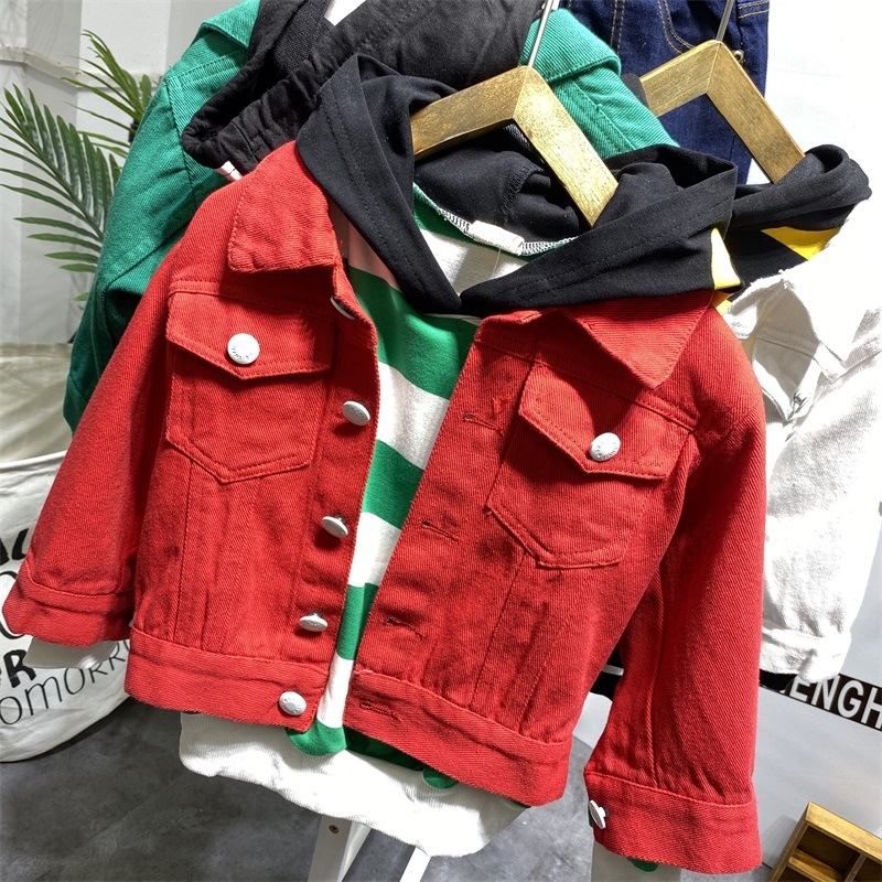 Детско дънково палто, пролетно-есенно, стил корейска версия, памук 95%, за новородени 0–1 година