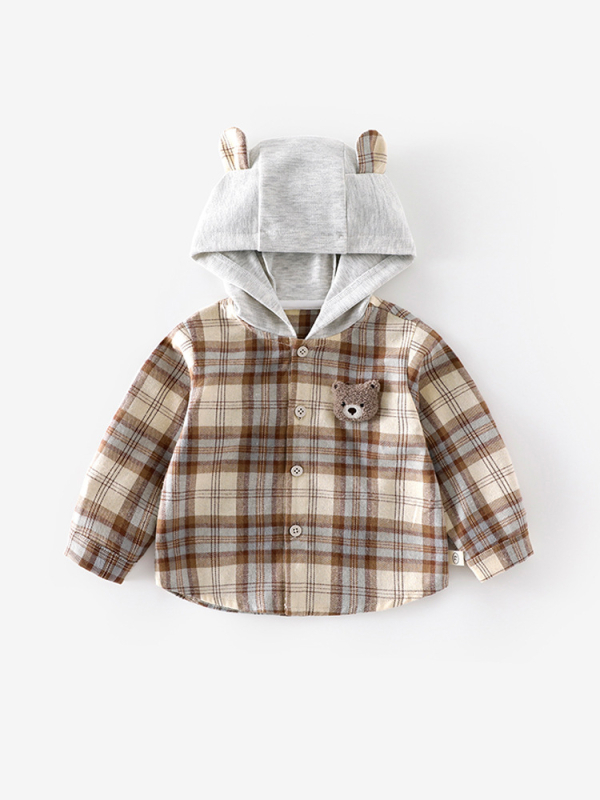Детско каре яке с качулка, есен 2025, корейски стил, къс модел, памук 80% полиестер 20%