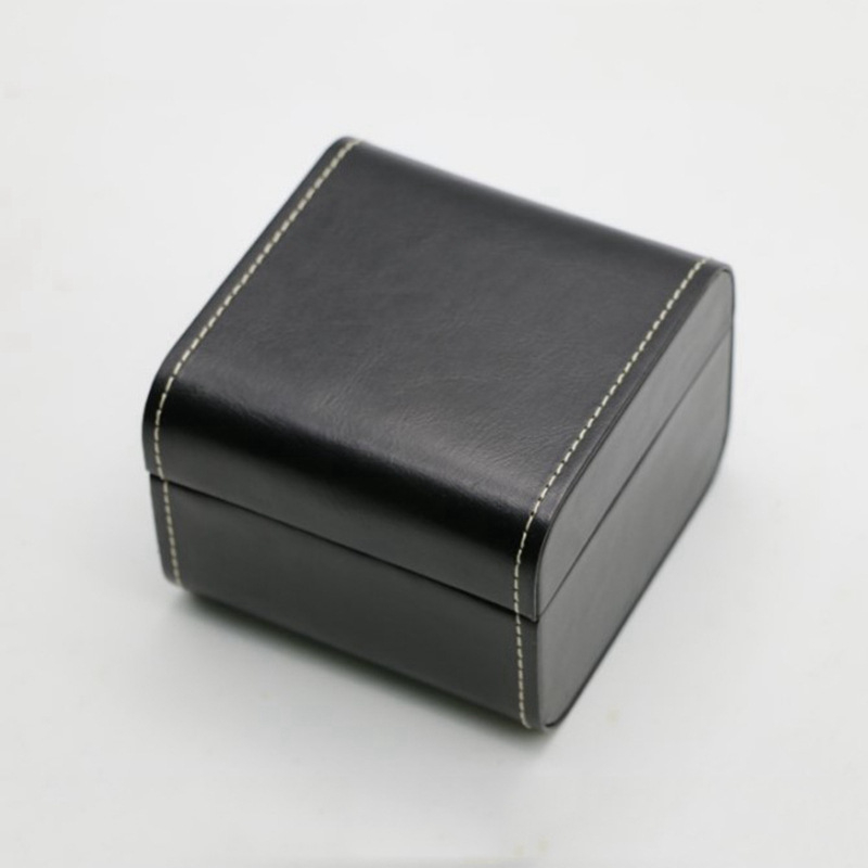 Zhanhui Европейски стил кутия за часовници с капак, PU кожа с шарка lychee, шевове в кар-линия, подплата от кадифе, за механични часовници, горещо щамповане и релеф