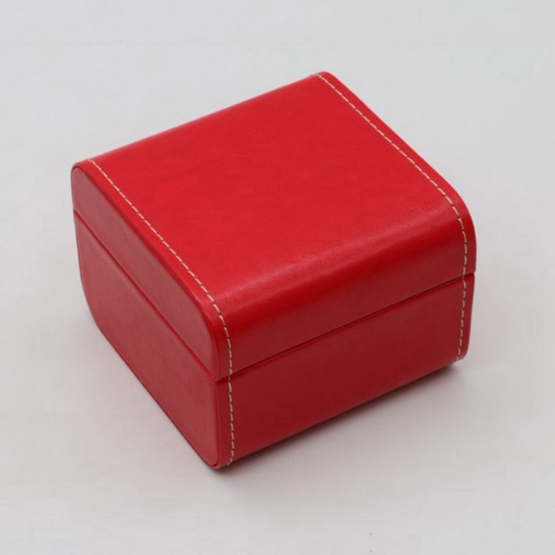 Zhanhui Европейски стил кутия за часовници с капак, PU кожа с шарка lychee, шевове в кар-линия, подплата от кадифе, за механични часовници, горещо щамповане и релеф
