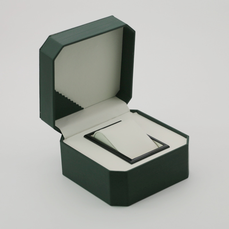 Square Garden cutie octagonală din PU leather pentru ceas, cu capac rabat, finisaj lemn, interior PU, depozitare bijuterii