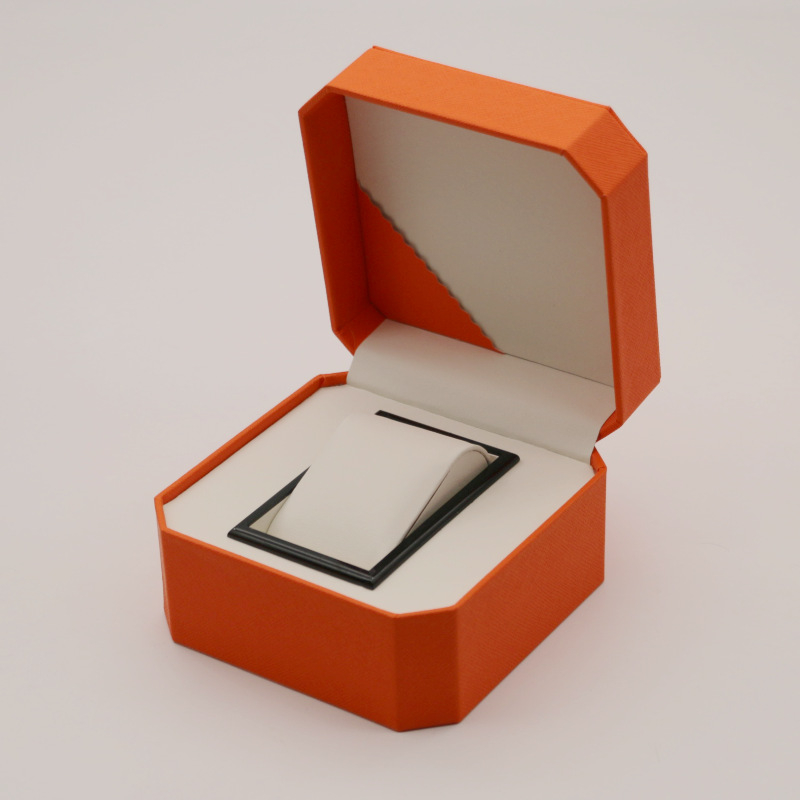 Square Garden cutie octagonală din PU leather pentru ceas, cu capac rabat, finisaj lemn, interior PU, depozitare bijuterii