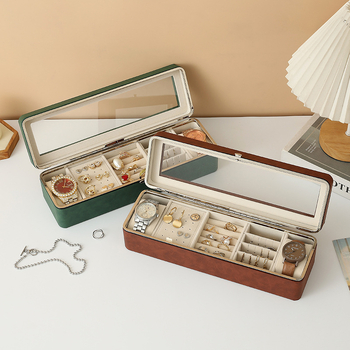 Кутия за часовници за показване с метална рамка и PU кадифена вътрешност, прозорче; 12 бр. опаковка; печат на лого възможен; персонализиране; Bo zhong; лято 2025 пускане