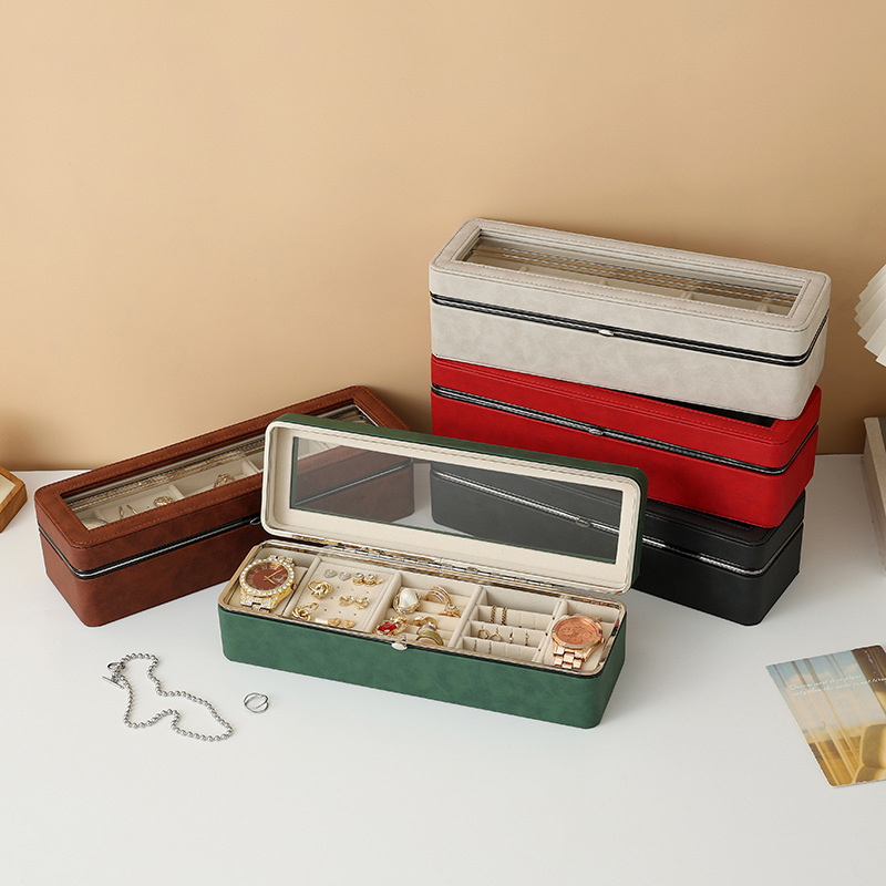 Кутия за часовници за показване с метална рамка и PU кадифена вътрешност, прозорче; 12 бр. опаковка; печат на лого възможен; персонализиране; Bo zhong; лято 2025 пускане