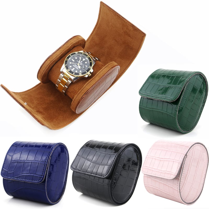 PU nahast krokodillimustriga kellade hoiukarp — reisile sobiv, kohandatav konfiguratsioon, logotüübi trükkimine saadaval