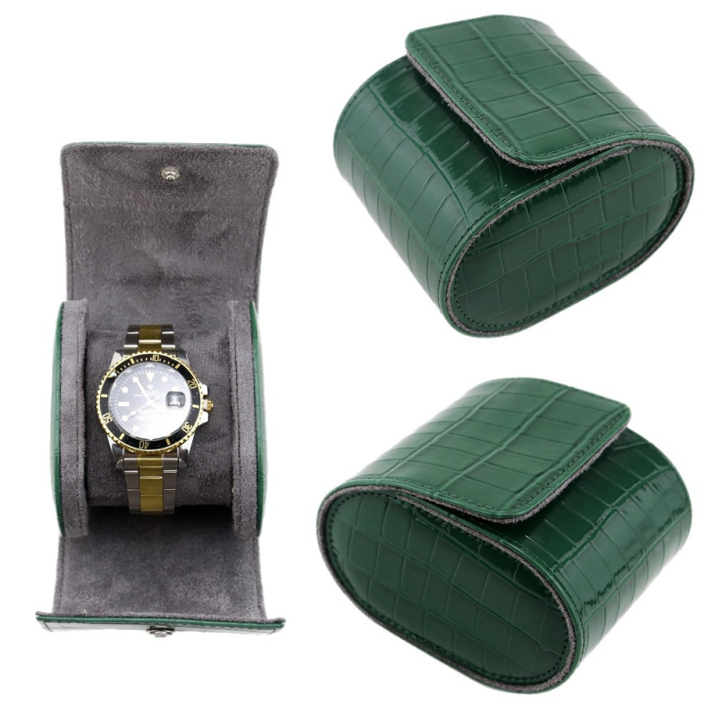 PU nahast krokodillimustriga kellade hoiukarp — reisile sobiv, kohandatav konfiguratsioon, logotüübi trükkimine saadaval