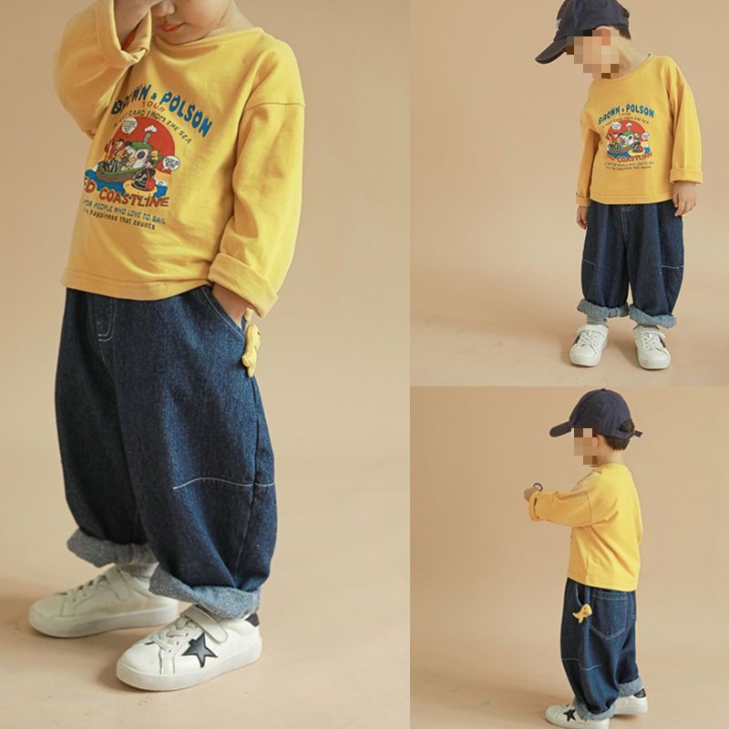 Dječje traperice u korejskom stilu, pamuk, srednji pojas, za dječake starije od 8 godina, proljeće i jesen