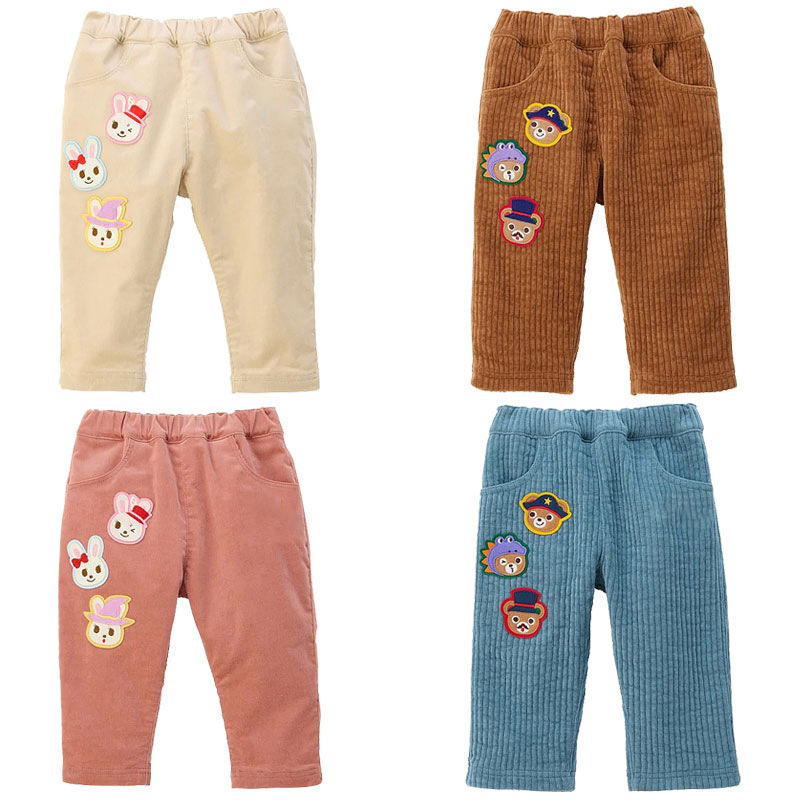 Pantaloni copii din bumbac, 85% bumbac, unisex, pentru 3–8 ani, aplicație cu urs și iepuraș