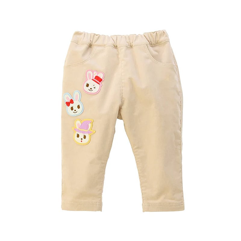Pantaloni copii din bumbac, 85% bumbac, unisex, pentru 3–8 ani, aplicație cu urs și iepuraș