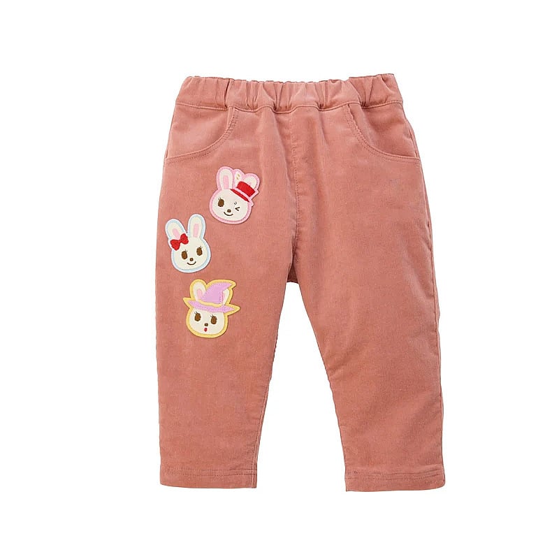 Pantaloni copii din bumbac, 85% bumbac, unisex, pentru 3–8 ani, aplicație cu urs și iepuraș