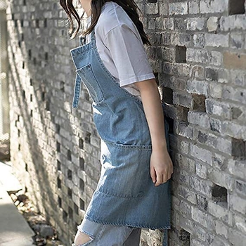 Αμάνικη ποδιά εργασίας, ανθεκτική στις λεκέδες, ύφασμα Cowboy, μονόχρωμο σχέδιο