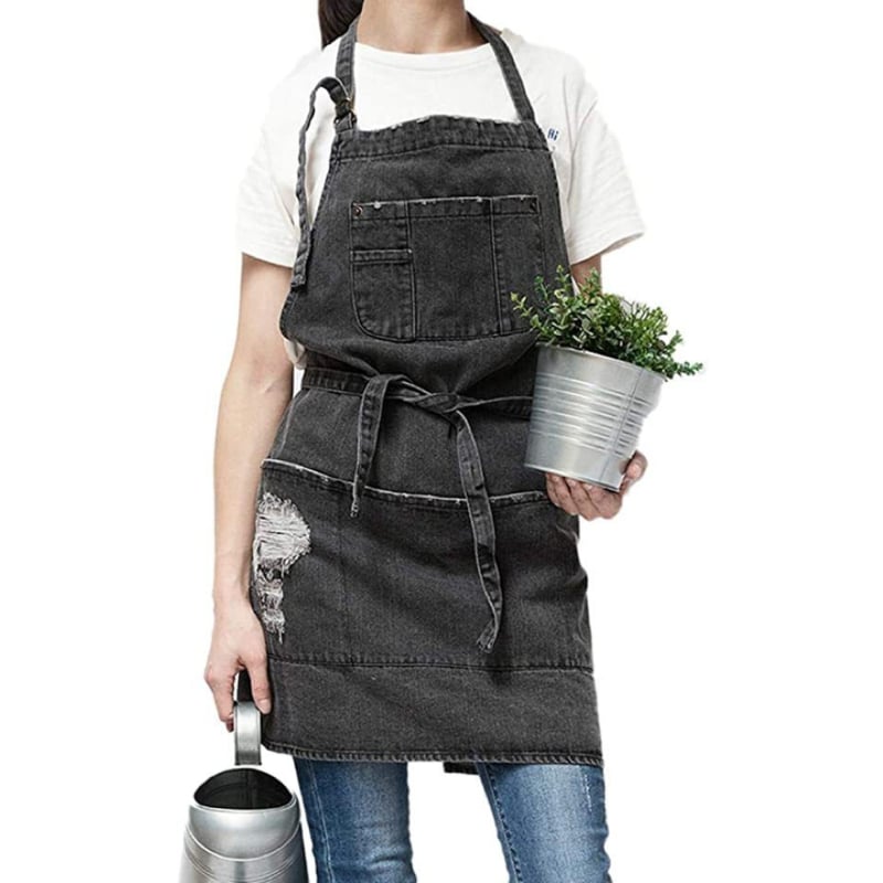 Αμάνικη ποδιά εργασίας, ανθεκτική στις λεκέδες, ύφασμα Cowboy, μονόχρωμο σχέδιο