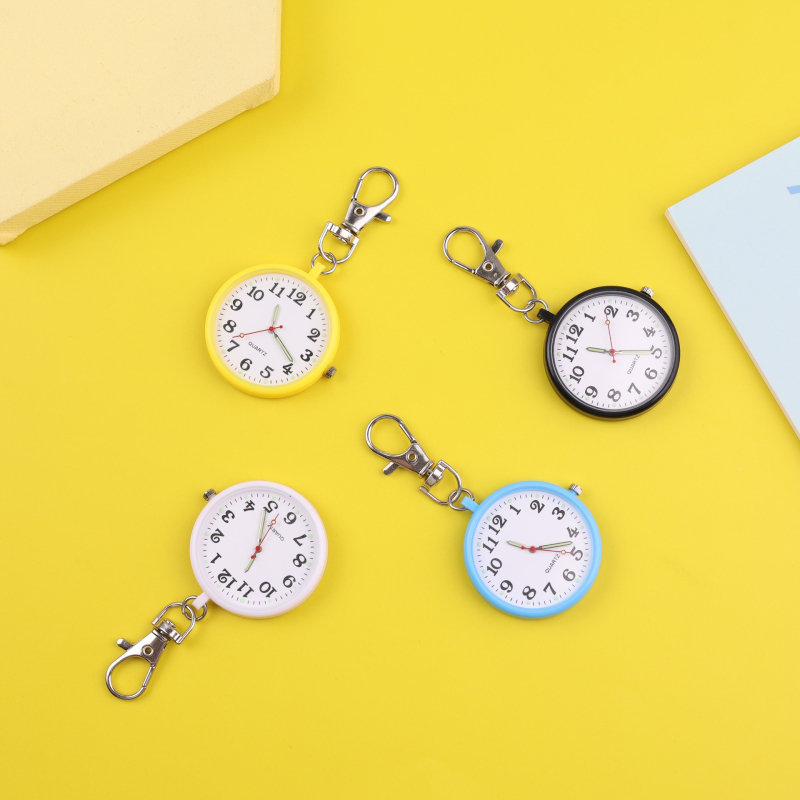 Ρολόι μπρελόκ με κίνηση quartz, στρογγυλός καντράν, πλαστικό περίβλημα, μπαταρία 80mAh, μη αδιάβροχο