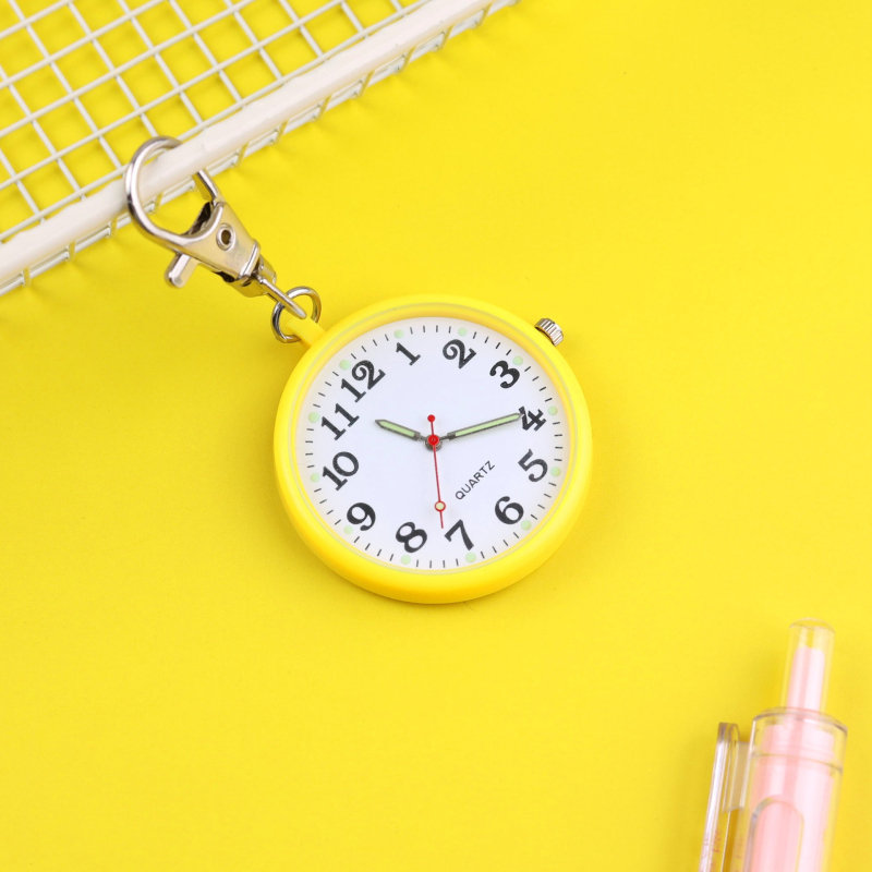 Ρολόι μπρελόκ με κίνηση quartz, στρογγυλός καντράν, πλαστικό περίβλημα, μπαταρία 80mAh, μη αδιάβροχο