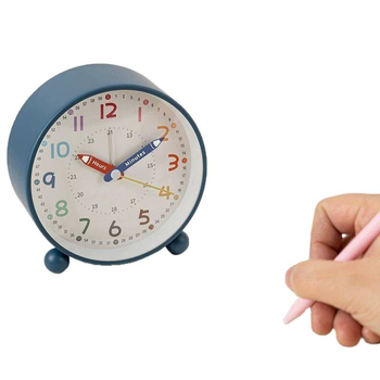 Ceas de alarmă pentru elevi, funcționare silențioasă, alimentat cu baterii, carcasă și cadran metalice, afișaj analog unic