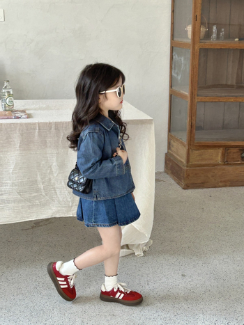 Детско дънково яке в корейски стил, памучно, пролет 2025, едно редово закопчаване, за деца 3-8 години