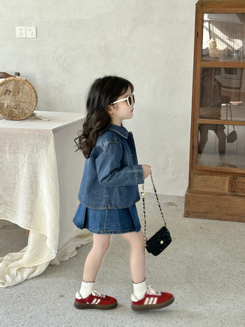 Детско дънково яке в корейски стил, памучно, пролет 2025, едно редово закопчаване, за деца 3-8 години