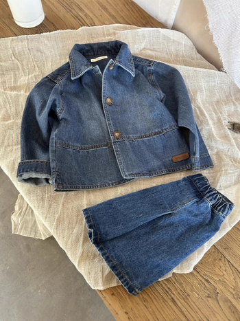 Детско дънково яке в корейски стил, памучно, пролет 2025, едно редово закопчаване, за деца 3-8 години