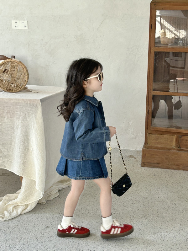 Детско дънково яке в корейски стил, памучно, пролет 2025, едно редово закопчаване, за деца 3-8 години