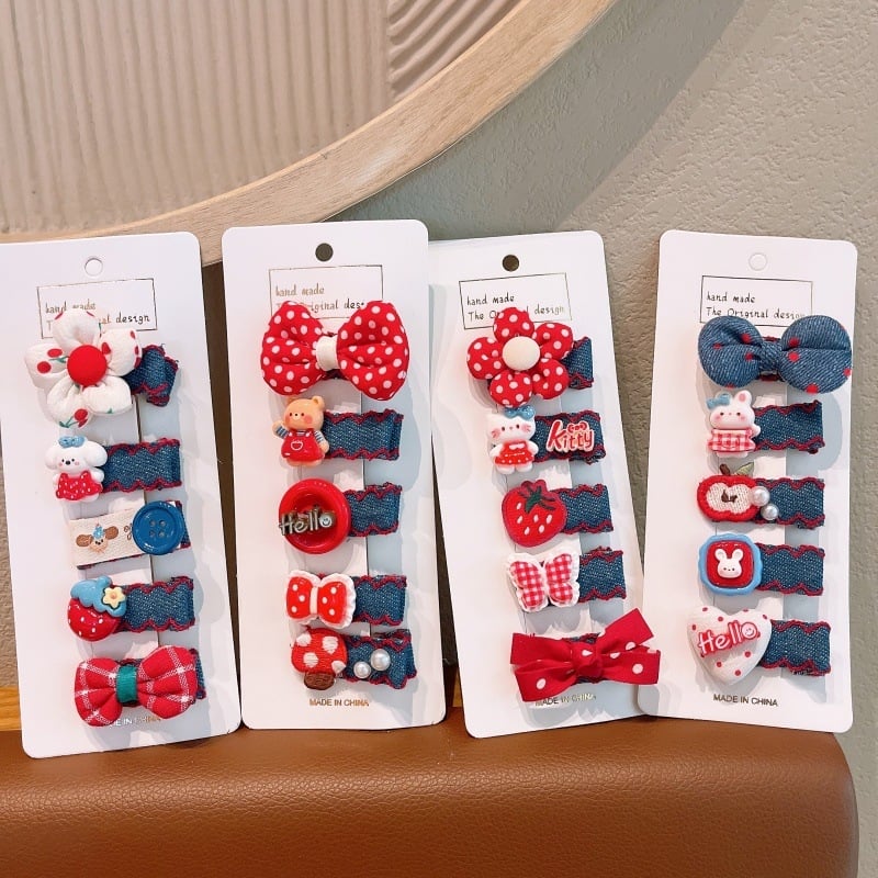 Детска фиба за коса с форма на сърце, платнена изработка, анимационен стил, за деца 3–10 г., есен 2025