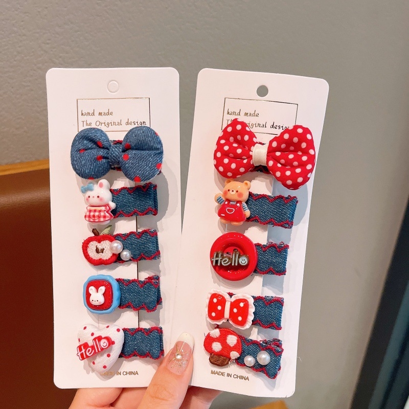 Детска фиба за коса с форма на сърце, платнена изработка, анимационен стил, за деца 3–10 г., есен 2025