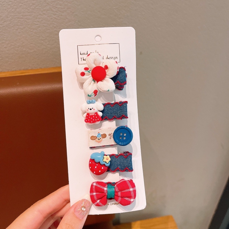 Детска фиба за коса с форма на сърце, платнена изработка, анимационен стил, за деца 3–10 г., есен 2025