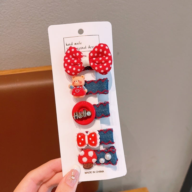 Детска фиба за коса с форма на сърце, платнена изработка, анимационен стил, за деца 3–10 г., есен 2025