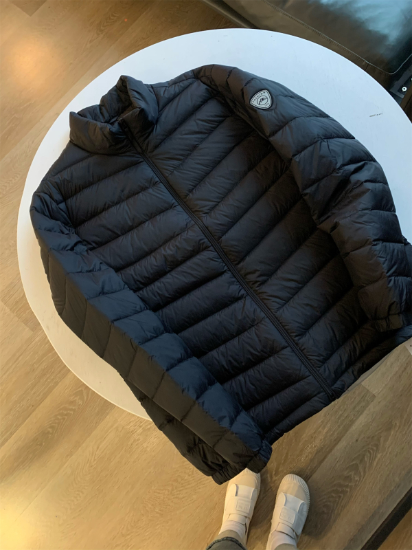 Muška puffer jakna, lagana, sa stojećim ovratnikom, za vanjsku upotrebu (down filling, 50% content, fluffiness 550, cold protection -5°C to 0°C, thin)
