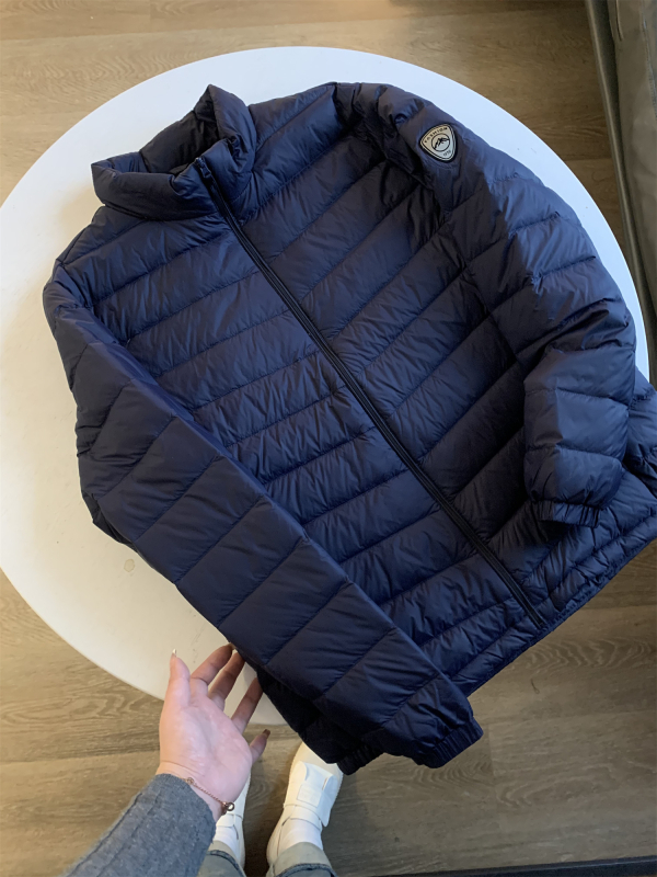 Muška puffer jakna, lagana, sa stojećim ovratnikom, za vanjsku upotrebu (down filling, 50% content, fluffiness 550, cold protection -5°C to 0°C, thin)