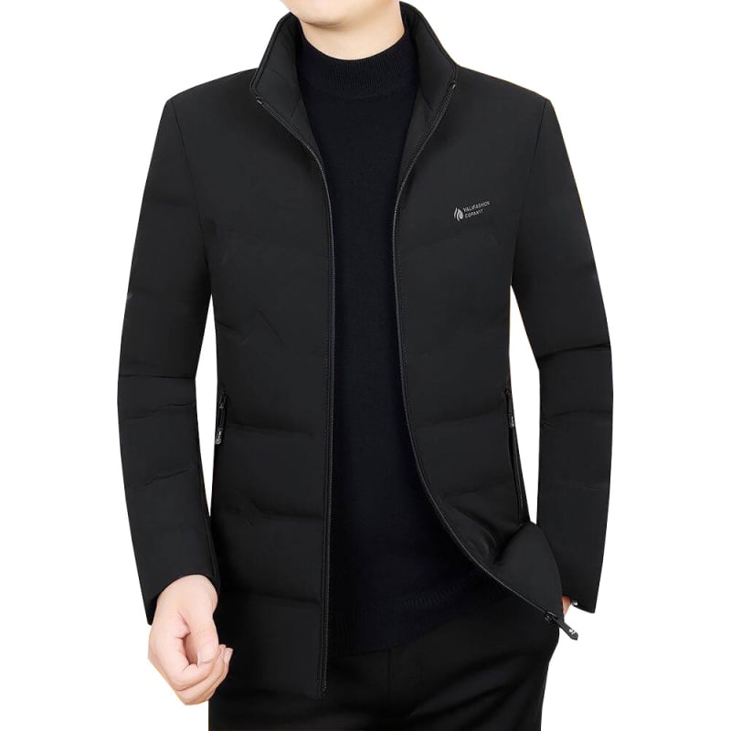 Vyrų žieminė striukė su antis pūko užpildais; pūko sudėtis 76-80%; stovimas kaklas; užtrauktukas; šalčio apsauga nuo -20°C iki -5°C.