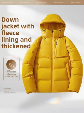 Pūkinė žieminė striukė sportui: atspari vandeniui ir vėjui, ekstremaliai šaltai apsaugai (-30°C–-15°C), 86–90% balto antis pūko užpildas, gobtuvas