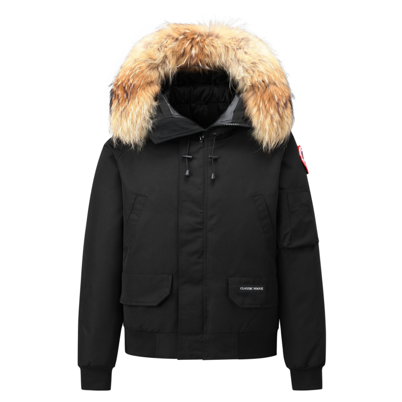 Ekstremaliai šaltam orui lauko striukė su žąsų pūkais, trumpas siluetas su piloto kapucīšu, 300 g pūkų užpildo, 86–90% žąsų pūkų, vėjo ir vandeniui atspari