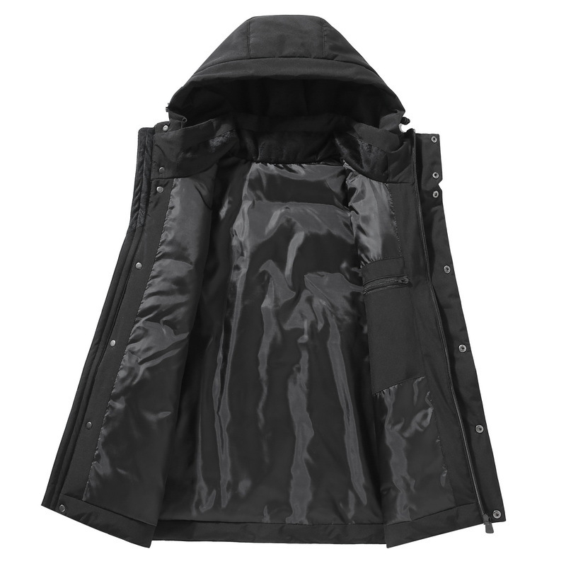 Férfi téli kabát, koreai stílus, cipzár, kapucni, slim fit, poliészter töltet 200 g, bélés acetát