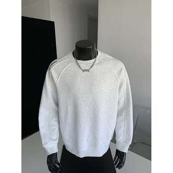 Muški teški fleece pulover dukserica, dugih rukava, bez kapuljače, tisk s natpisom; dvostruka tkanina: vanjska 51% pamuk / 49% poliester; unutarnja 95,8% poliester / 4,2% elastan; jesen 2025
