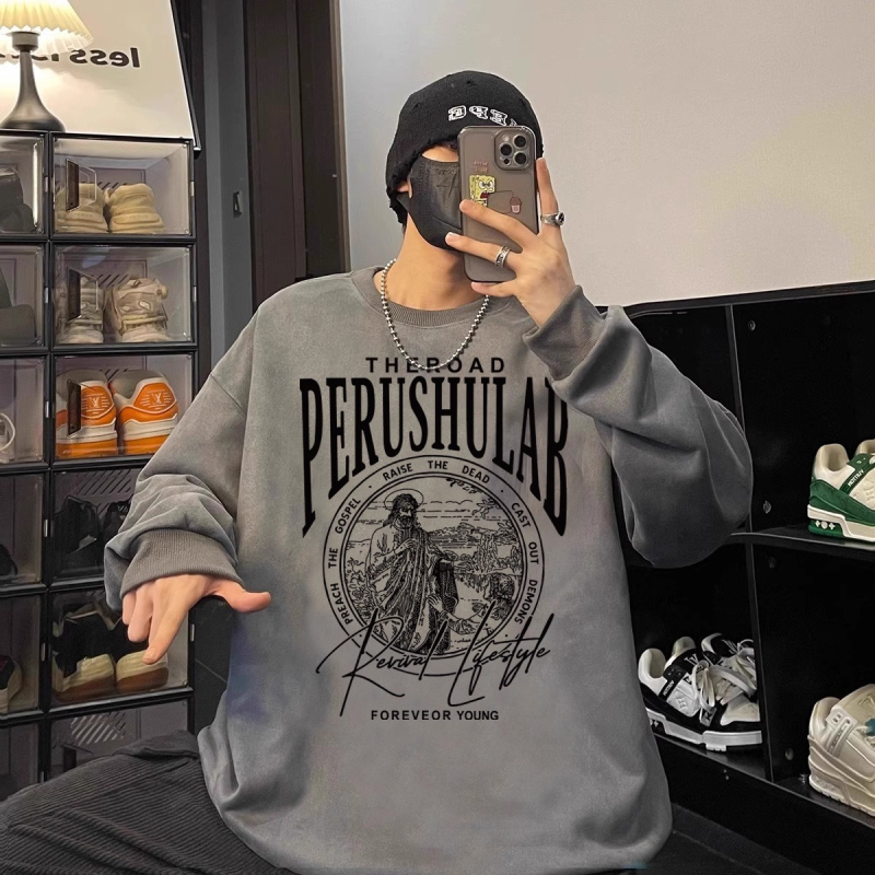 Velur hoodie s kapuljom, širokog kroja, okrugli izrez, dugi rukavi