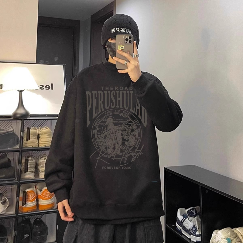 Velur hoodie s kapuljom, širokog kroja, okrugli izrez, dugi rukavi