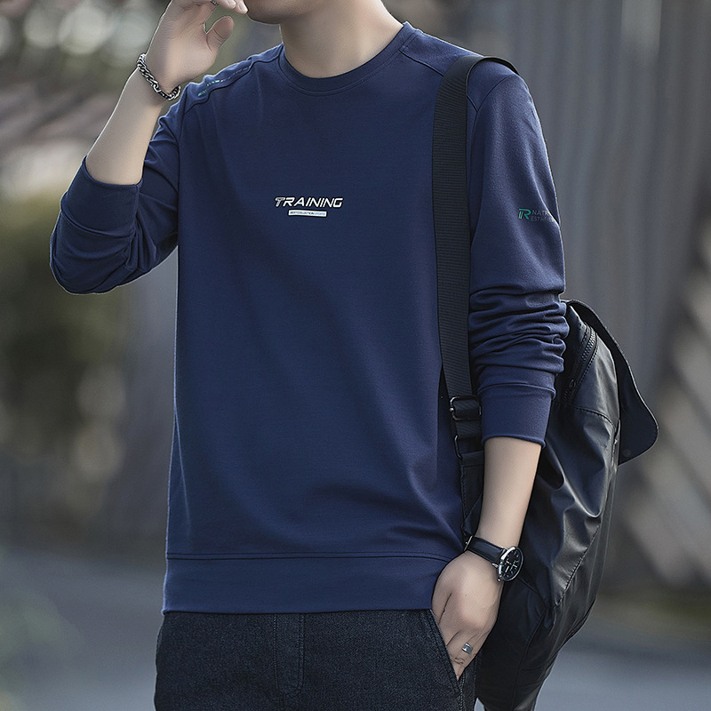 Muški pamučni sweatshirt s dugim rukavima, opuštenog kroja, okrugli izrez, grafički ispis, džep