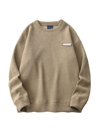 Corduroy fleece majica s velvet debljinom, okrugli ovratnik, dugi rukav, pulover