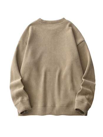 Corduroy fleece majica s velvet debljinom, okrugli ovratnik, dugi rukav, pulover
