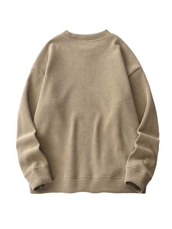 Corduroy fleece majica s velvet debljinom, okrugli ovratnik, dugi rukav, pulover