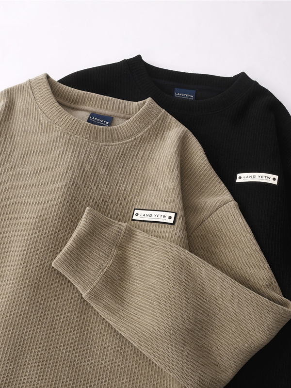 Corduroy fleece majica s velvet debljinom, okrugli ovratnik, dugi rukav, pulover