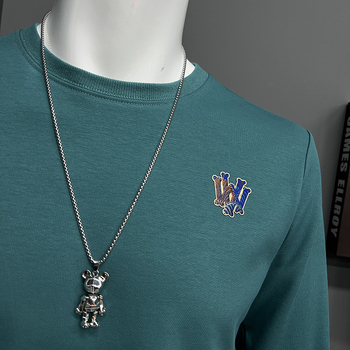 Muški pamučni sweatshirt slim-fit s okruglim izrezom i dugim rukavima