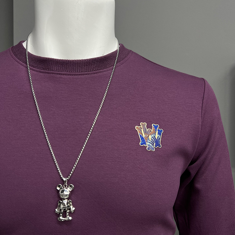 Muški pamučni sweatshirt slim-fit s okruglim izrezom i dugim rukavima